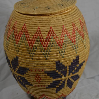 Alaskan Native Basket with Lid and Rich Colors