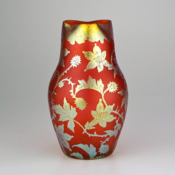 Circa 1902 Loetz Iridescent Cameo Acid Cut Back Technique/ Dekor 295 - Art Glass