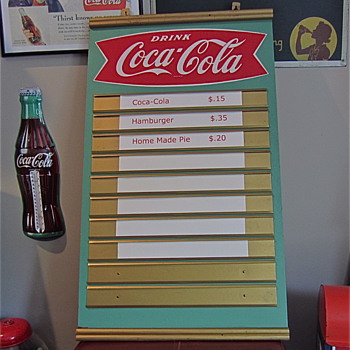 1959 metal & masonite Coca Cola Menu Board