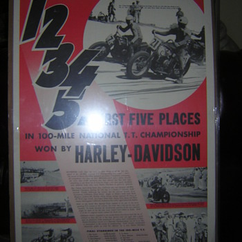 1947 Harley Davison Motorcycle Racing Poster - Motorcycles