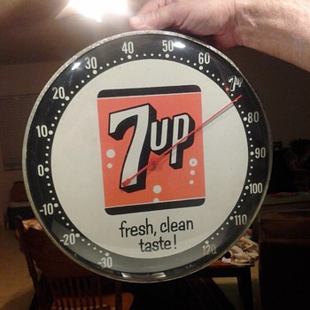 Vintage Pam Advertising 7UP Bubble Glass Thermometer 