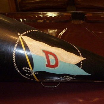 Regatta megaphone, Detroit Boat Club, c. 1920's and some later canoe cups