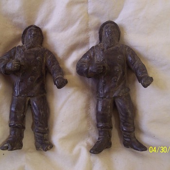 6" FISHERMAN FIGURINES, VERY OLD - Fishing