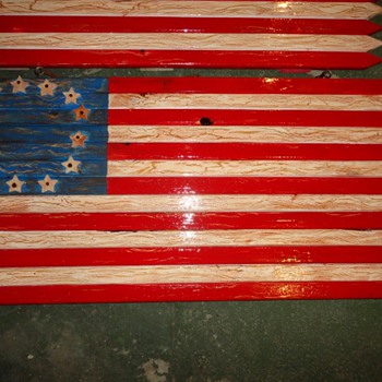 Americana Wooden Flag. Very Nice! - Folk Art