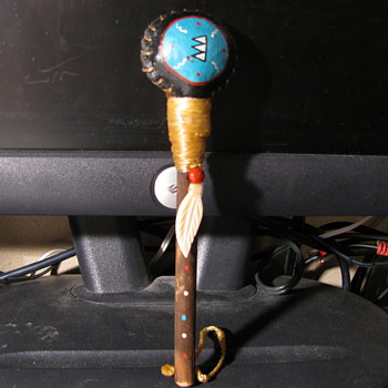 Indian Rattles and Antler bone & small rock of some kind - Native American