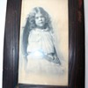 Old Framed Image Of  A Little Girl Sketching Around Girl 