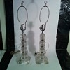 Etched, Clear, Sectioned Lucite(?) Table Lamps, 1940s