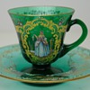 I need help identifying this beautiful green glass bohemian tea cup