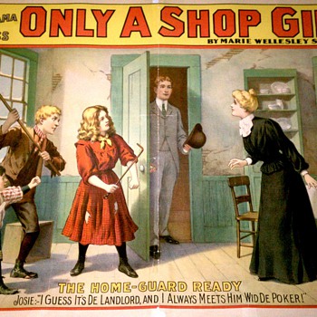Original "Only A Shop Girl" Stone Lithograph Poster - Posters and Prints