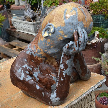Another Unsigned Pottery Sculpture - this one w/ a very unusual glaze treatment - Art Pottery