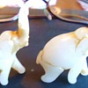 Tiny elephants, Carved from some rock or glass? Where made?