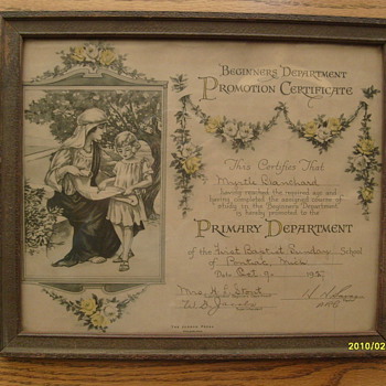 1927 Sunday School Certificate - Posters and Prints