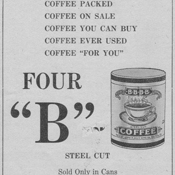 1921 - Four "B" Coffee Advertisement