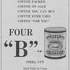 1921 - Four "B" Coffee Advertisement