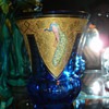 Cut, Etched, Enameled, and Gilded Cobalt Crystal Vase - Goldberg?