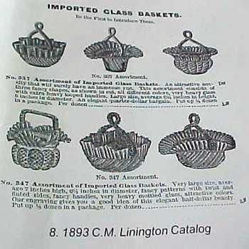 1893 C.M. Linington Catalog Advertisment of Imported Baskets - Art Glass
