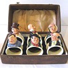 Royal Doulton Napkin Rings : Complete Set of Six Dickens Characters in the original Leather Box c. 1935 – 1939
