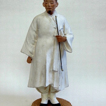 Japanese or Chinese figure, carved, cast. hand painted scholar/noble~Beautiful - Asian