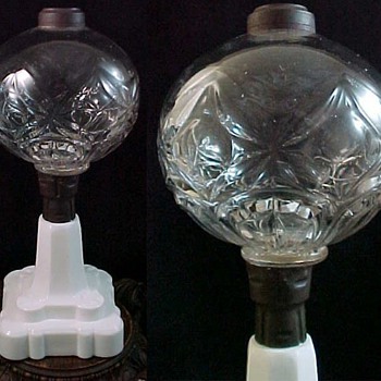 Antique Whale Oil Fluid Lamp ca. 1870 by Hobbs Brockunier Flint Glass with Blackberry Pattern Base - Lamps