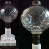 Antique Whale Oil Fluid Lamp ca. 1870 by Hobbs Brockunier Flint Glass with Blackberry Pattern Base