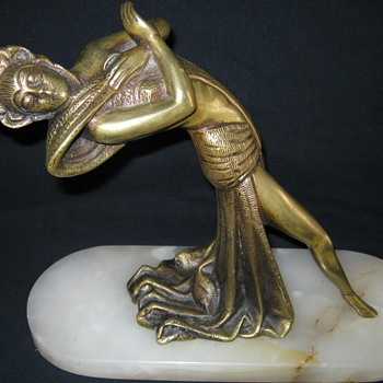 Art Nouveau or Art Deco large female bronze on marble base