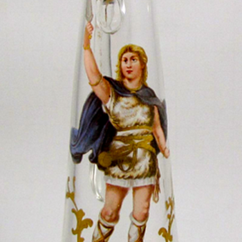 Josephinenhütte Ewer - enameled image of Siegfried after C.E. Doepler - Art Glass