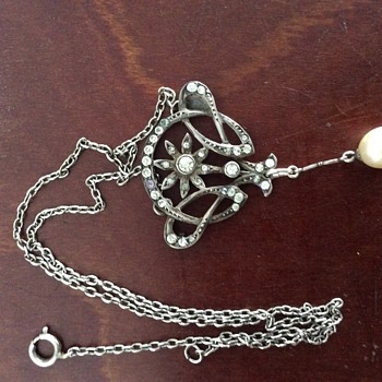 Edwardian silver and paste flower pendant/brooch - Fine Jewelry