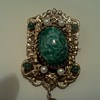 Vintage Pin/Pendant Repousse Glass Cabachon