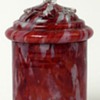 Antonin Rückl & Sons, Vcelnicka Covered Jar and Various Vases - Oxblood Red Lining with Red & White Spatter Glass Decor