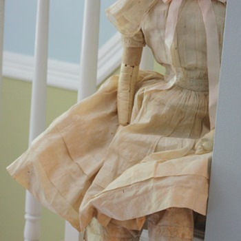 English, Wax Over Papier-Mâché, Split Head Doll, Circa 1830 - Dolls