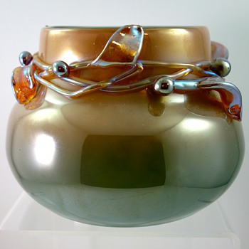 Loetz Ausführung 141 vase, steingrün mit neurot, PN II-8205, ca. 1912 - Art Glass