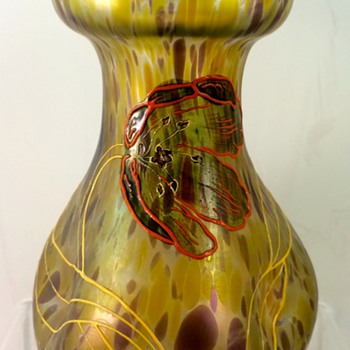 Glasfabrik Schliersee "Kröselndekor" enameled vase, Prod. Nr. 328, ca. 1901-1905 - Art Glass