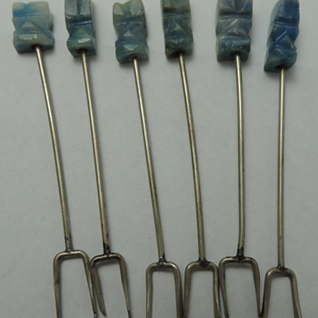 Mexican Cocktail Picks - Carved Stone Tops Set II