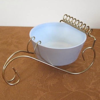 Hazel Atlas brass holder ashtray/condiment server - Glassware