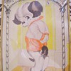 Antique curved glass doggie in corner picture