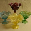 COMPLETE SET OF FENTON OPALESCENT HOBNAIL COMPORTS W/ PEDESTALS 