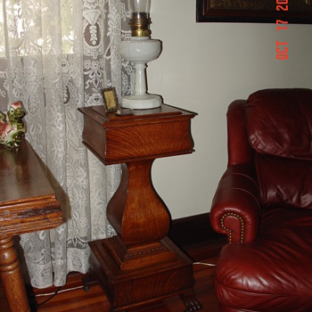 A True Antique...Tiger Oak Shaving Stand...Claw Feet...Patent Feb. 13, 1894 - Victorian Era
