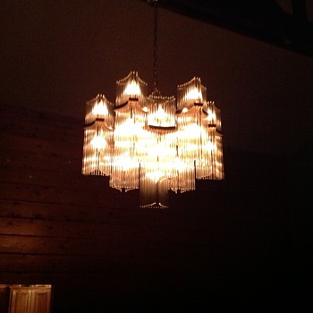 living room mcm chandelier.
