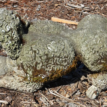 Antique Cast Stone Poodle Playing with a Softball - Animals