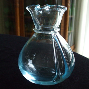Rene ROUBICEK of Moser & Skrdlovice Glassworks -Glowing Light Blue VASE - Art Glass