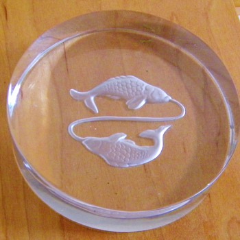 Vintage Val St Lambert Pisces Crystal Tiffany & Co Paper Weight $2.99 - Art Glass