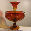 Old Amberina glass Epergne unidentified. 