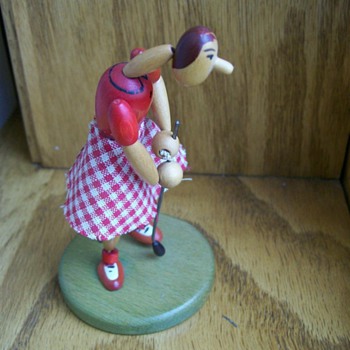Vintage Western Zone German Golf lady Doll wood and poseable 