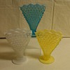 SET OF 3 EARLY FENTON HOBNAIL SCALLOPED FAN VASES