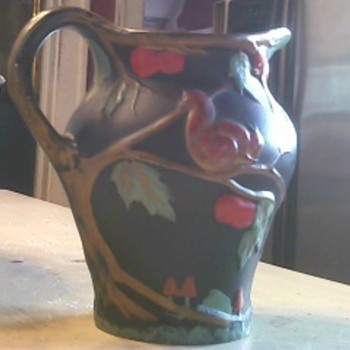 Art Pottery Pitcher With Tree Handle
