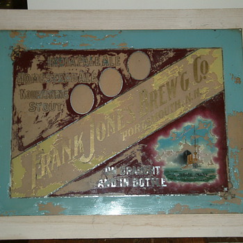 Frank Jones Brewing Company glass sign - Breweriana