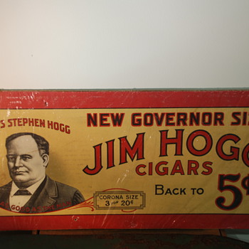 Old Litho Cigar sign Jim Hogg Cigars - Tobacciana