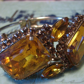 Clamper Bracelet with Topaz Colored Stones