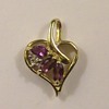 Old 14k gold-Diamond-Amethyst Heart Pendant
