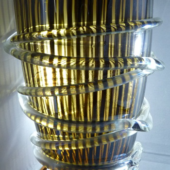 FAKE CHINESE MURANO STRIPED AND RINGS VASE - Art Glass